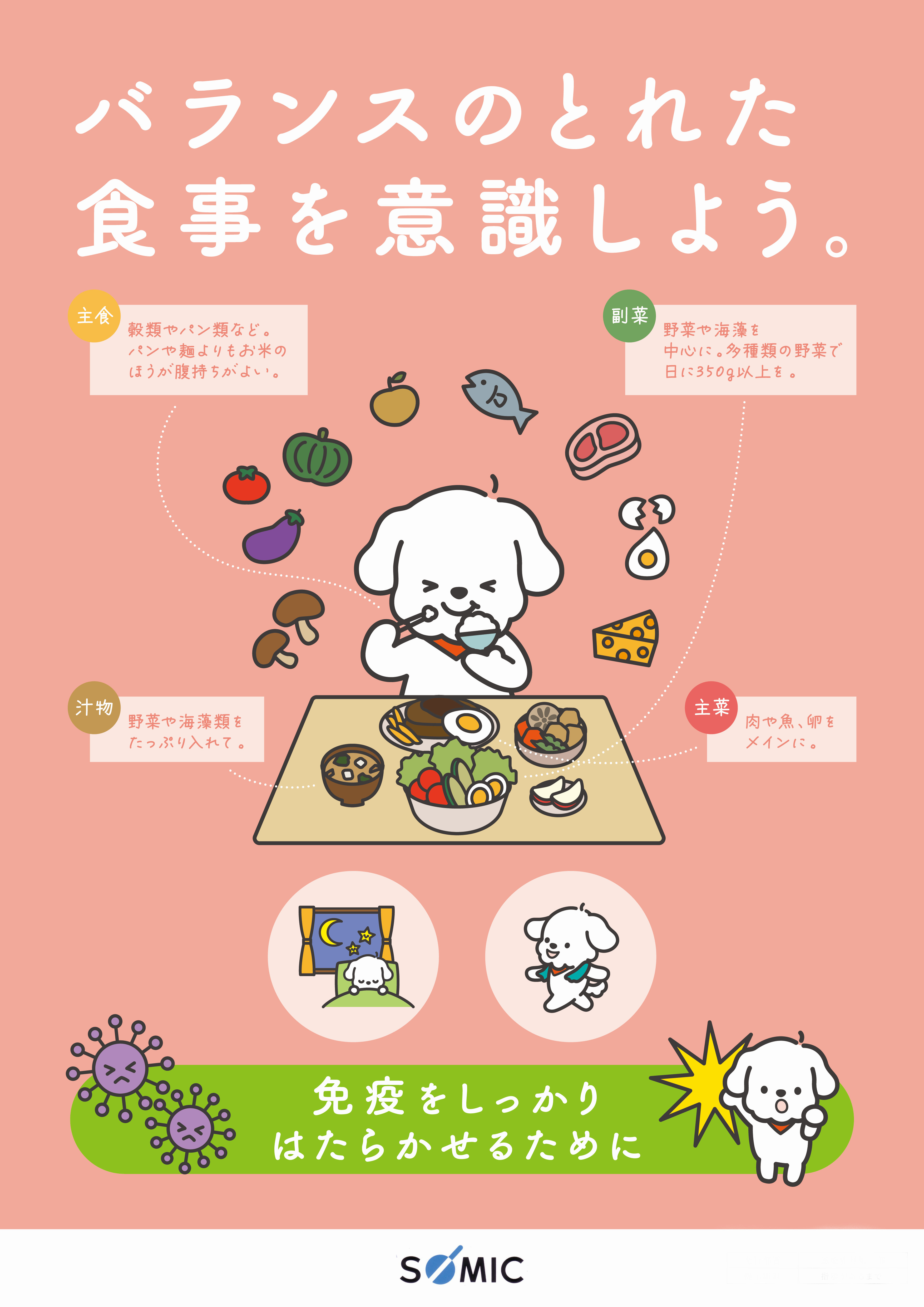 新型コロナ感染防止対策を紹介「オリジナルポスターで啓蒙~バランスのとれた食事を意識しよう~」編