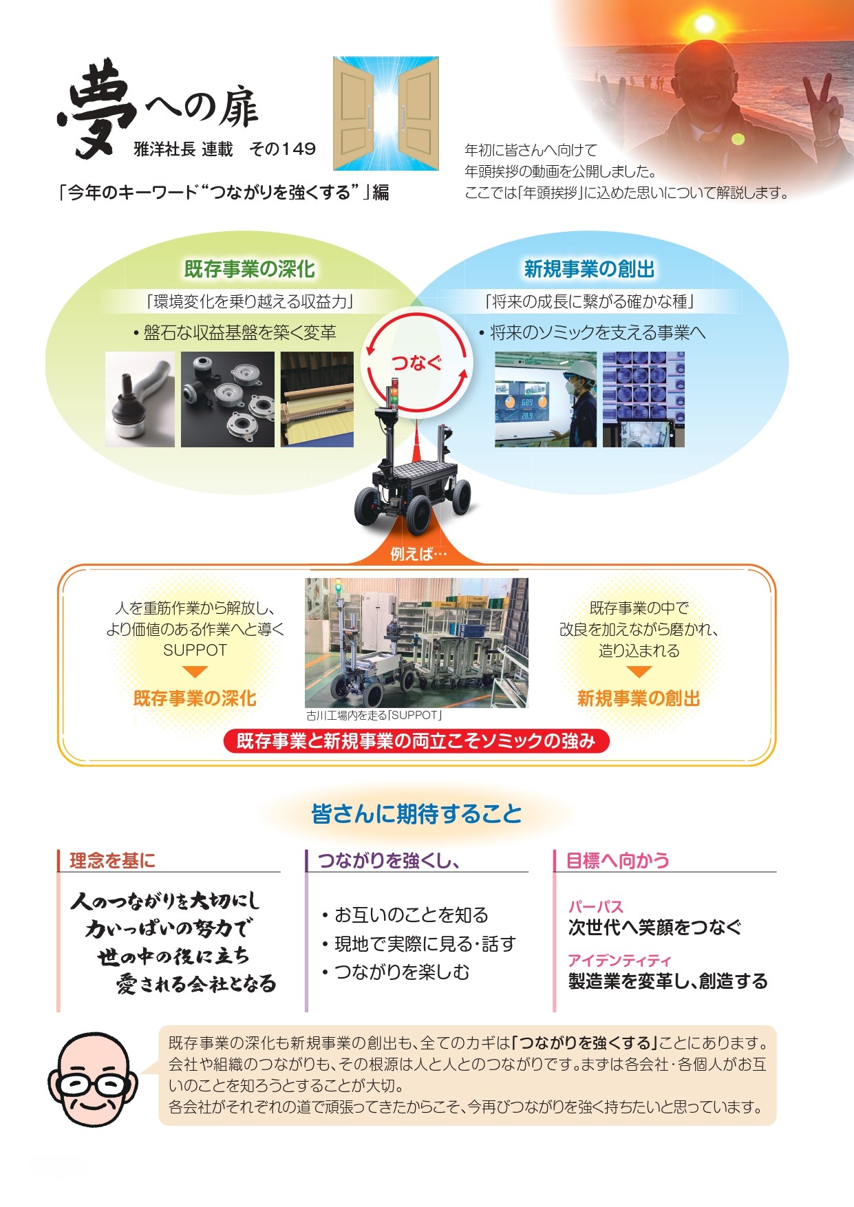 既存事業の深化と新規事業の創出をつなぎ両立することがソミックの強み